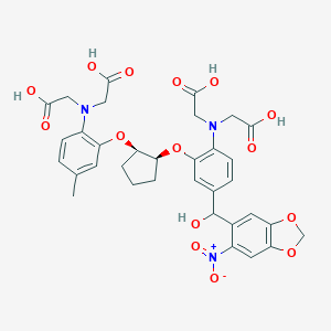molecular formula C34H35N3O15 B016883 2-[2-[(1R,2S)-2-[2-[bis(carboxymethyl)amino]-5-[hydroxy-(6-nitro-1,3-benzodioxol-5-yl)methyl]phenoxy]cyclopentyl]oxy-N-(carboxymethyl)-4-methylanilino]acetic acid CAS No. 109267-14-3