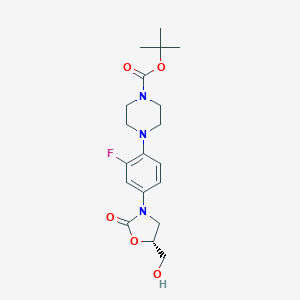 molecular formula C19H26FN3O5 B169052 (r)-叔丁基 4-(2-氟-4-(5-(羟甲基)-2-氧代恶唑烷-3-基)苯基)哌嗪-1-羧酸酯 CAS No. 154590-62-2