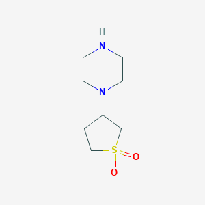 molecular formula C8H16N2O2S B169151 3-Piperazin-1-ylthiolane 1,1-dioxide CAS No. 110469-63-1