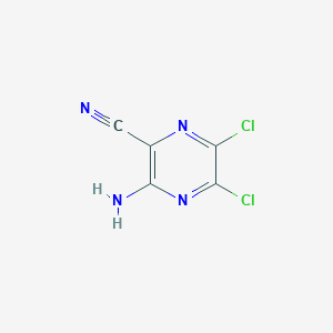 molecular formula C5H2Cl2N4 B169283 3-氨基-5,6-二氯吡嗪-2-碳腈 CAS No. 14340-28-4