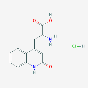 molecular formula C12H13ClN2O3 B169480 2-Amino-3-(1,2-dihydro-2-oxoquinoline-4-yl)propanoic acid hydrochloride CAS No. 132210-24-3