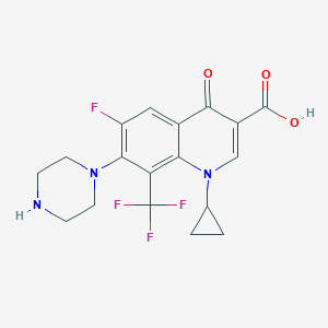 B169553 3-Quinolinecarboxylic acid, 1-cyclopropyl-6-fluoro-1,4-dihydro-4-oxo-7-(1-piperazinyl)-8-(trifluoromethyl)- CAS No. 138059-98-0