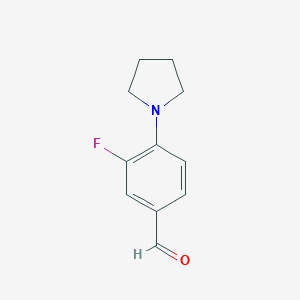 molecular formula C11H12FNO B169654 3-氟-4-吡咯啉-1-基苯甲醛 CAS No. 153659-43-9
