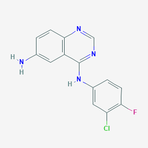 molecular formula C14H10ClFN4 B169702 6-氨基-4-(3-氯-4-氟苯胺基)喹唑啉 CAS No. 184356-51-2