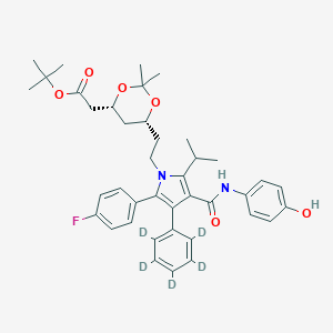 molecular formula C40H47FN2O6 B016974 Tert-butyl 2-[(4R,6R)-6-[2-[2-(4-fluorophenyl)-4-[(4-hydroxyphenyl)carbamoyl]-3-(2,3,4,5,6-pentadeuteriophenyl)-5-propan-2-ylpyrrol-1-yl]ethyl]-2,2-dimethyl-1,3-dioxan-4-yl]acetate CAS No. 265989-38-6