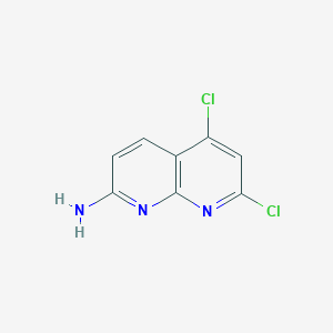 molecular formula C8H5Cl2N3 B169777 5,7-二氯-1,8-萘啶-2-胺 CAS No. 131998-24-8