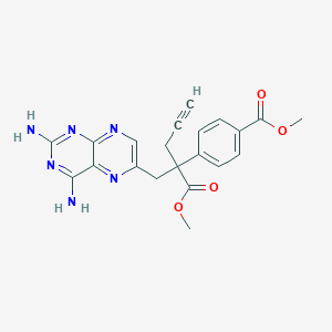 molecular formula C21H20N6O4 B169845 Methyl 4-(2-((2,4-diaminopteridin-6-yl)methyl)-1-methoxy-1-oxopent-4-yn-2-yl)benzoate CAS No. 146464-91-7