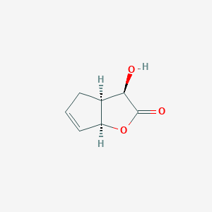 molecular formula C7H8O3 B169847 (3R,3aS,6aS)-3-hydroxy-3,3a,4,6a-tetrahydro-2H-cyclopenta[b]furan-2-one CAS No. 148555-10-6