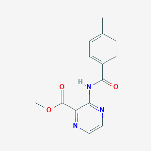 molecular formula C14H13N3O3 B169971 3-[(4-Methylbenzoyl)amino]pyrazine-2-carboxylic acid methyl ester CAS No. 155513-77-2