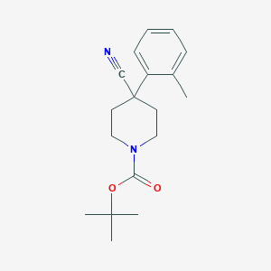 molecular formula C18H24N2O2 B170409 1-Boc-4-cyano-4-(2-methylphenyl)-piperidine CAS No. 186347-28-4
