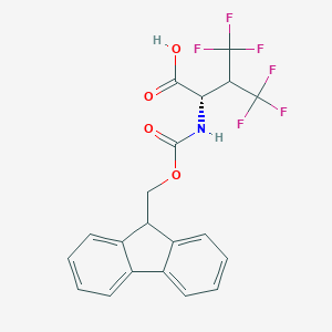 molecular formula C20H15F6NO4 B170483 (2S)-2-(9H-fluoren-9-ylmethoxycarbonylamino)-4,4,4-trifluoro-3-(trifluoromethyl)butanoic acid CAS No. 1212153-68-8