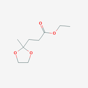 molecular formula C9H16O4 B017077 1,3-Dioxolane-2-propanoic acid, 2-methyl-, ethyl ester CAS No. 941-43-5