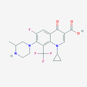 molecular formula C19H19F4N3O3 B171240 3-Quinolinecarboxylic acid, 1-cyclopropyl-6-fluoro-1,4-dihydro-7-(3-methyl-1-piperazinyl)-4-oxo-8-(trifluoromethyl)- CAS No. 144633-80-7