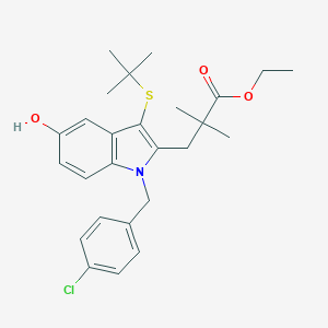 molecular formula C26H32ClNO3S B171465 Ethyl 3-(3-(tert-butylthio)-1-(4-chlorobenzyl)-5-hydroxy-1H-indol-2-yl)-2,2-dimethylpropanoate CAS No. 154325-77-6