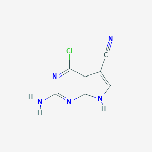 molecular formula C7H4ClN5 B171704 2-氨基-4-氯-7H-吡咯[2,3-d]嘧啶-5-碳腈 CAS No. 124738-81-4