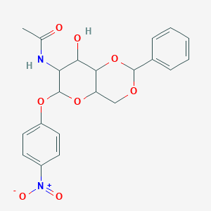 molecular formula C21H22N2O8 B171948 N-[8-hydroxy-6-(4-nitrophenoxy)-2-phenyl-4,4a,6,7,8,8a-hexahydropyrano[3,2-d][1,3]dioxin-7-yl]acetamide CAS No. 144407-84-1