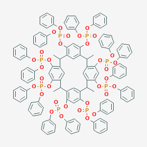 molecular formula C128H104O32P8 B172033 [6,10,12,16,18,22,24-Heptakis(diphenoxyphosphoryloxy)-2,8,14,20-tetramethyl-4-pentacyclo[19.3.1.13,7.19,13.115,19]octacosa-1(25),3(28),4,6,9(27),10,12,15,17,19(26),21,23-dodecaenyl] diphenyl phosphate CAS No. 160399-36-0