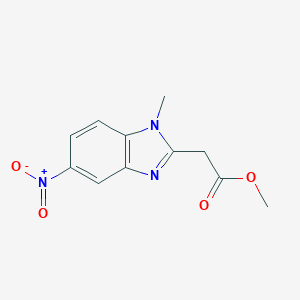 molecular formula C11H11N3O4 B172164 methyl 2-(1-methyl-5-nitro-1H-benzo[d]imidazol-2-yl)acetate CAS No. 134426-33-8