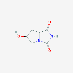 molecular formula C6H8N2O3 B172734 (6R)-6-Hydroxytetrahydro-1H-pyrrolo[1,2-c]imidazole-1,3(2H)-dione CAS No. 198084-54-7
