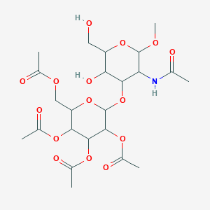molecular formula C23H35NO15 B172835 [6-[5-乙酰氨基-3-羟基-2-(羟甲基)-6-甲氧基氧杂-4-基]氧基-3,4,5-三乙酰氧基氧杂-2-基]甲基乙酸酯 CAS No. 141342-92-9
