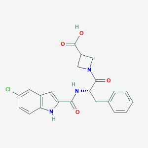 molecular formula C22H20ClN3O4 B173085 [5-Chloro-1H-indol-2-carbonyl-phenylalaninyl]-azetidine-3-carboxylic acid CAS No. 14719-30-3