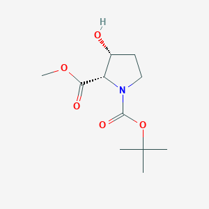 molecular formula C11H19NO5 B173287 (2S,3R)-1-叔丁基 2-甲基 3-羟基吡咯烷-1,2-二甲酸酯 CAS No. 130966-46-0