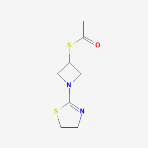 molecular formula C8H12N2OS2 B173389 Ethanethioic acid, S-[1-(4,5-dihydro-2-thiazolyl)-3-azetidinyl] ester CAS No. 161715-28-2