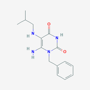 molecular formula C15H20N4O2 B173478 6-Amino-1-benzyl-5-isobutylamino-1H-pyrimidine-2,4-dione CAS No. 139146-72-8