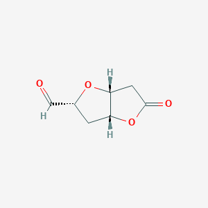 molecular formula C7H8O4 B173528 (2R,3Ar,6aR)-5-oxo-3,3a,6,6a-tetrahydro-2H-furo[3,2-b]furan-2-carbaldehyde CAS No. 197459-90-8