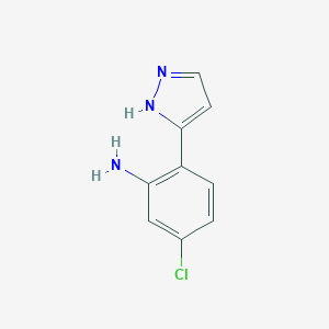 molecular formula C9H8ClN3 B173561 5-氯-2-(1H-吡唑-5-基)苯胺 CAS No. 15463-66-8