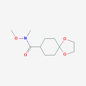 molecular formula C11H19NO4 B174031 N-甲氧基-N-甲基-1,4-二氧杂螺[4.5]癸烷-8-甲酰胺 CAS No. 158243-48-2