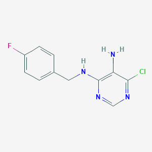 molecular formula C11H10ClFN4 B174361 6-chloro-4-N-[(4-fluorophenyl)methyl]pyrimidine-4,5-diamine CAS No. 112088-63-8