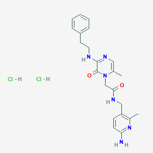 B174596 1(2H)-Pyrazineacetamide, N-((6-amino-2-methyl-3-pyridinyl)methyl)-6-methyl-2-oxo-3-((2-phenylethyl)amino)-, dihydrochloride CAS No. 199295-55-1