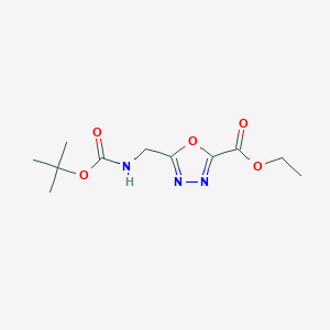 molecular formula C11H17N3O5 B174835 5-(叔丁氧羰基氨基甲基)-[1,3,4]恶二唑-2-羧酸乙酯 CAS No. 164029-51-0
