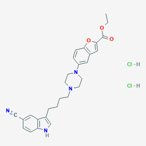 molecular formula C28H32Cl2N4O3 B174883 ethyl 5-(4-(4-(5-cyano-1H-indol-3-yl)butyl)piperazin-1-yl)benzofuran-2-carboxylate (dihydrochloride) CAS No. 163521-09-3