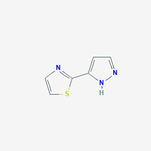 molecular formula C6H5N3S B175059 2-(1H-吡唑-3-基)-1,3-噻唑 CAS No. 166196-73-2
