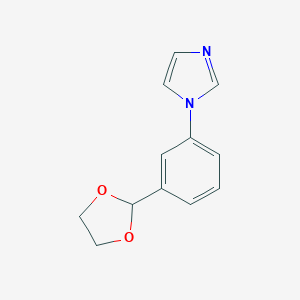 molecular formula C12H12N2O2 B175209 2-[3-(1H-咪唑-1-基)苯基]-1,3-二噁烷 CAS No. 151055-85-5