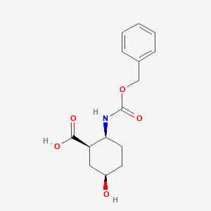 molecular formula C15H19NO5 B175248 (1R,2S,5R)-5-hydroxy-2-(phenylmethoxycarbonylamino)cyclohexane-1-carboxylic acid CAS No. 1212264-04-4