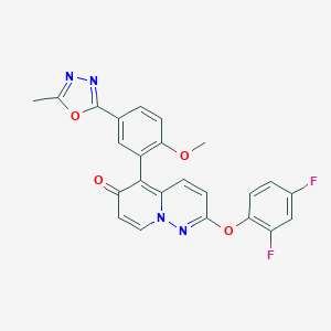 molecular formula C24H16F2N4O4 B175263 2-(2,4-Difluorophenoxy)-5-(2-methoxy-5-(5-methyl-1,3,4-oxadiazol-2-yl)phenyl)-6H-pyrido[1,2-b]pyridazin-6-one CAS No. 1349264-72-7
