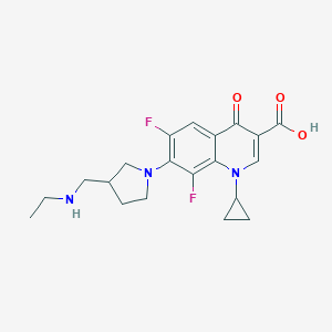 molecular formula C20H23F2N3O3 B175278 1-Cyclopropyl-7-[3-(ethylaminomethyl)pyrrolidin-1-yl]-6,8-difluoro-4-oxoquinoline-3-carboxylic acid CAS No. 116874-46-5