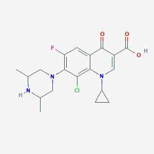 molecular formula C19H21ClFN3O3 B175311 3-Quinolinecarboxylic acid, 8-chloro-1-cyclopropyl-7-(3,5-dimethyl-1-piperazinyl)-6-fluoro-1,4-dihydro-4-oxo- CAS No. 103481-72-7