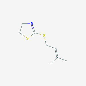 molecular formula C8H13NS2 B175339 2-(3-Methylbut-2-enylsulfanyl)-4,5-dihydro-1,3-thiazole CAS No. 103483-02-9