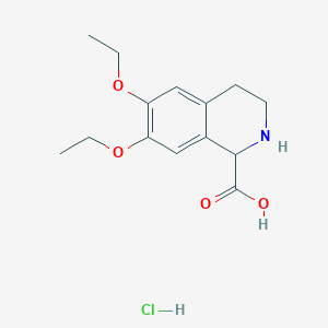 molecular formula C14H20ClNO4 B175347 6,7-Diethoxy-1,2,3,4-tetrahydro-isoquinoline-1-carboxylic acid hydrochloride CAS No. 1214143-07-3