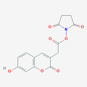 molecular formula C15H11NO7 B175493 1-{[(7-羟基-2-氧代-2H-1-苯并吡喃-3-基)乙酰基]氧基}吡咯烷-2,5-二酮 CAS No. 185102-64-1