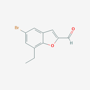 molecular formula C11H9BrO2 B017560 5-Bromo-7-ethyl-2-formyl-benzofuran CAS No. 137206-73-6