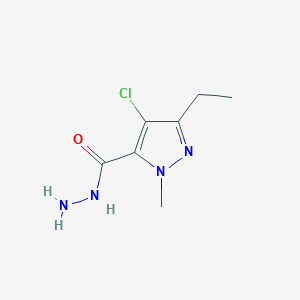 molecular formula C7H11ClN4O B175878 4-Chloro-5-ethyl-2-methylpyrazole-3-carbohydrazide CAS No. 198757-18-5