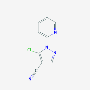molecular formula C9H5ClN4 B175997 5-chloro-1-(pyridin-2-yl)-1H-pyrazole-4-carbonitrile CAS No. 104771-35-9