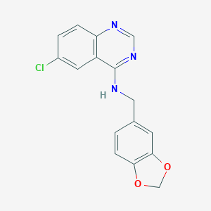 molecular formula C16H12ClN3O2 B176175 N-(1,3-苯并二氧杂环-5-基甲基)-6-氯-4-喹唑啉胺 CAS No. 150450-53-6