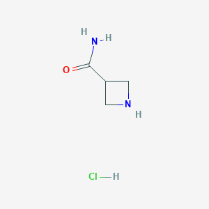 molecular formula C4H9ClN2O B176200 盐酸氮杂环丙烷-3-甲酰胺 CAS No. 124668-45-7