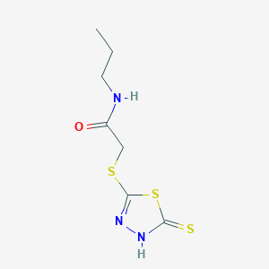 molecular formula C7H11N3OS3 B176589 2-[(5-巯基-1,3,4-噻二唑-2-基)硫代]-N-丙基乙酰胺 CAS No. 155329-60-5